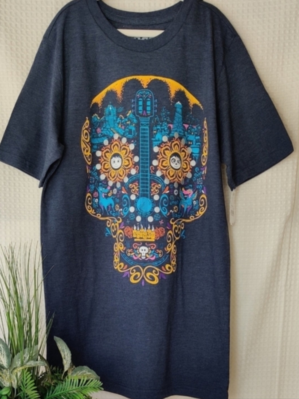 Disney Pixar Coco Large Skull Graphic T-shirt, Blue, Boys Size XL